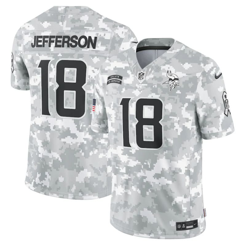 Men Minnesota Vikings #18 Jefferson Nike Arctic Camo 2024 Salute to Service Limited NFL Jersey->tennessee titans->NFL Jersey